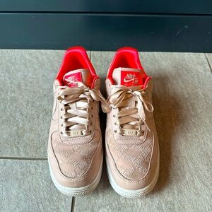 Nike Air Force 1 '07 'Fossil Stone Laser Crimson'